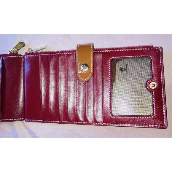 ANDOILT Womens Genuine Leather Cowhide RED Wallet RFID Blocking Bifold Design - Picture 5 of 14